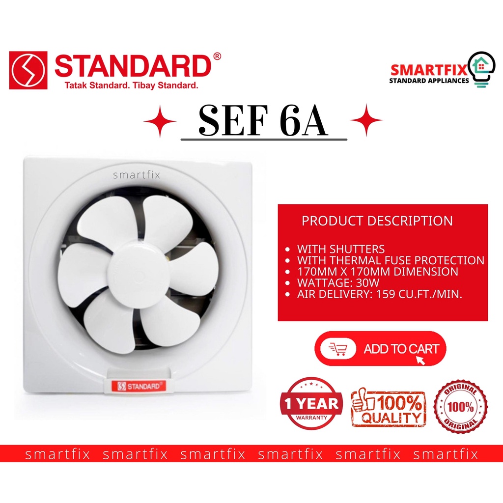 Standard Exhaust Fan 6" Blade SEF 6A Shopee Philippines