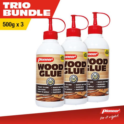 Pioneer Wood Glue 500g WaterResistant PVAC Adhesive (EasyDispense