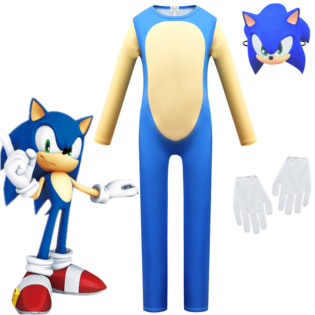 Movie Sonic the Hedgehog Cosplay 410Yrs Kids Halloween Party Costume