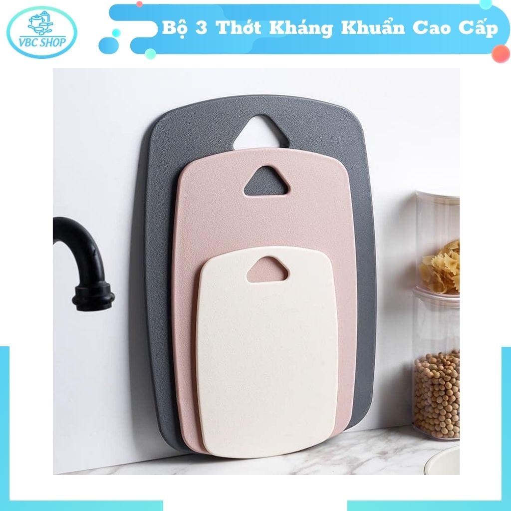 Set Of 3 Antibacterial Plastic Cutting Boards Easy To Protect, Set Of 3