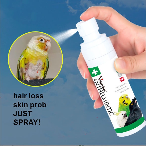 Bird parrot anthelmintics kill mites external use skin problems