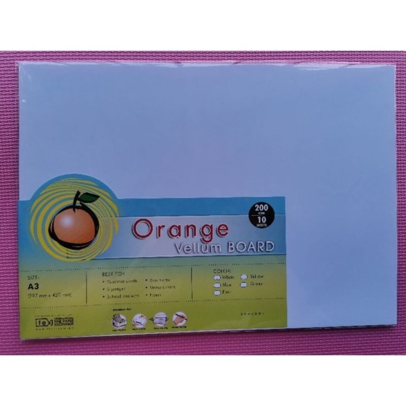 Orange Vellum Board A3 200gsm White (10 sheets) Shopee Philippines