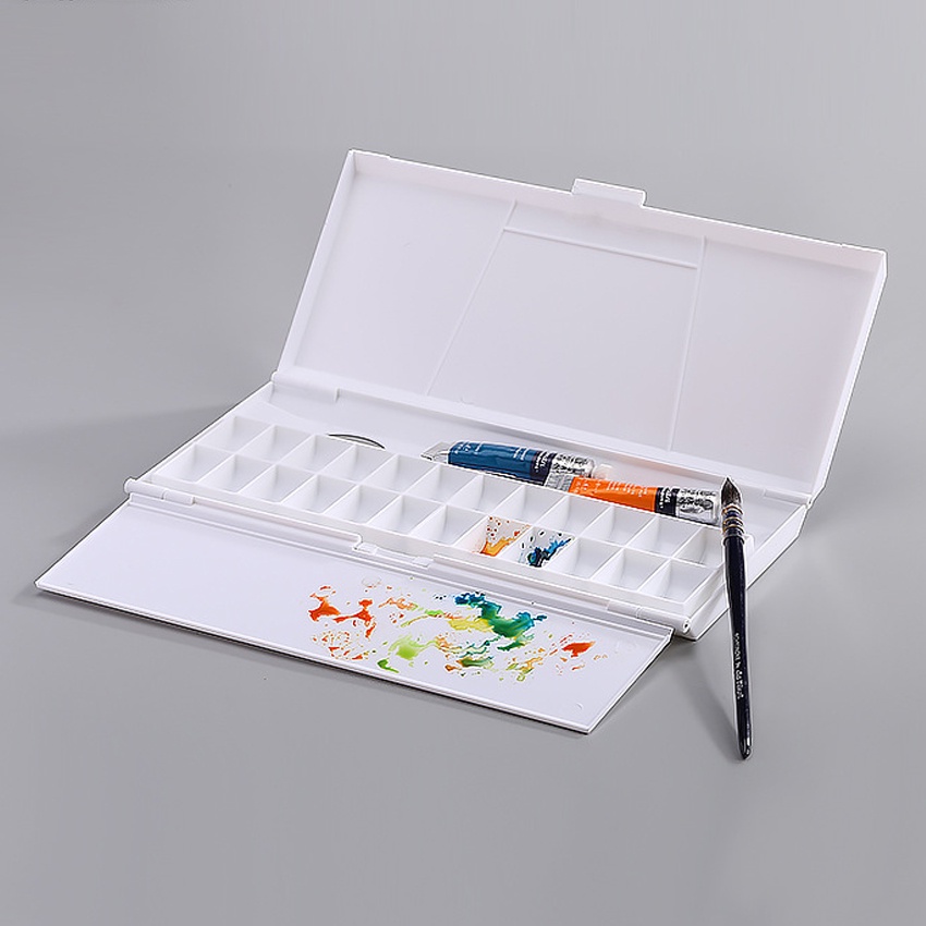 24Grids Foldable Painting Palette Tray Plastic Box Artist Watercolor