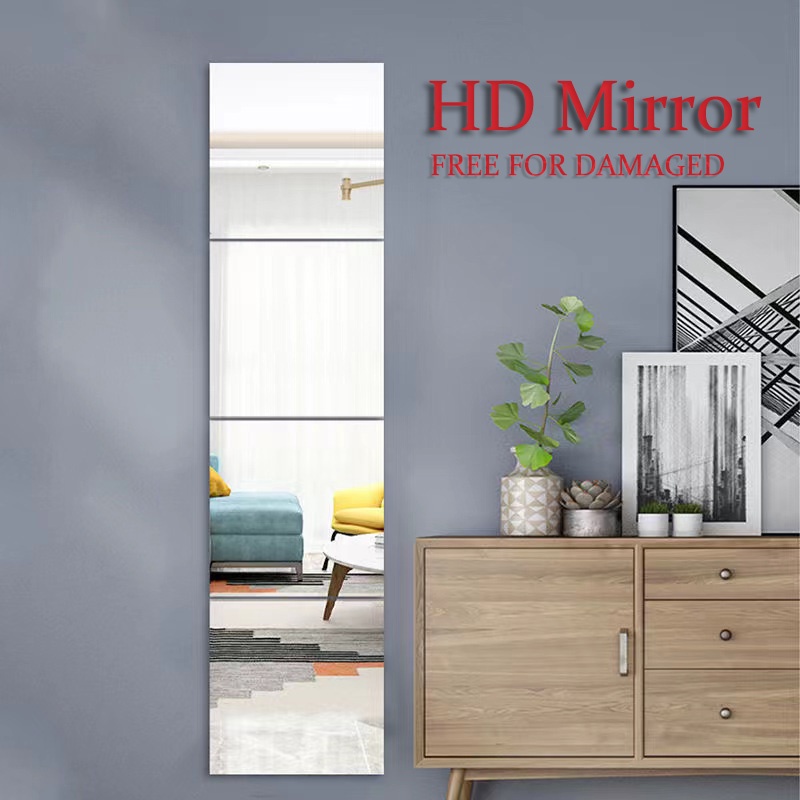 HD Full Length Home Mirror Square Glass Mirror Wall Decor SelfAdhesive