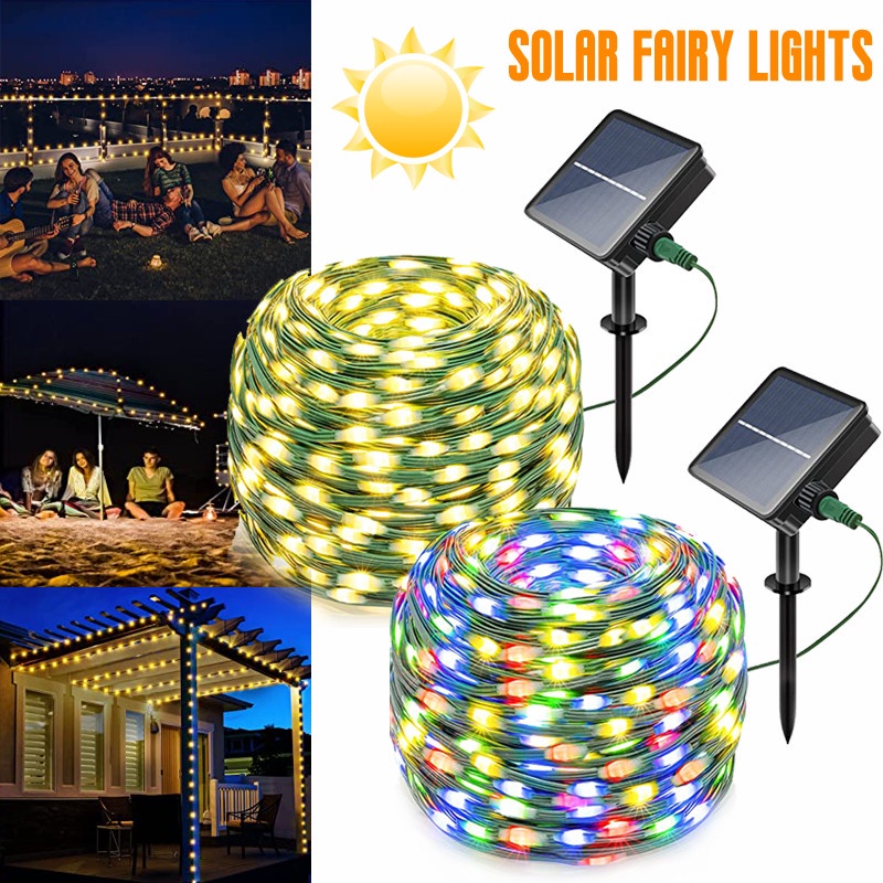 Lampu Raya Outdoor Solar Fairy Light 10M 100LED String Lamps Solar