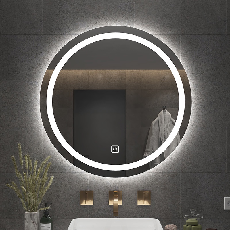 Round Smart Bathroom Mirror LED 3color light Stepless dimming Toilet
