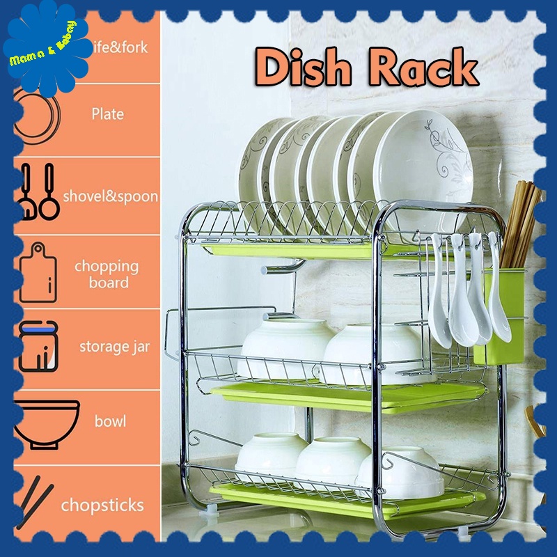 3 Tier Dish Rack 304 Stainless Steel Storage Shelf Rack Dishwasher