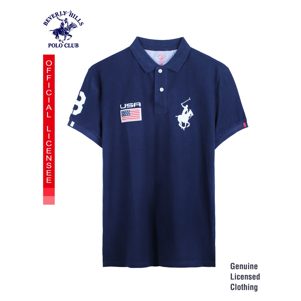 Beverly Hills Polo Club Men's Polo Shirt in Navy 22GTEX390 Shopee