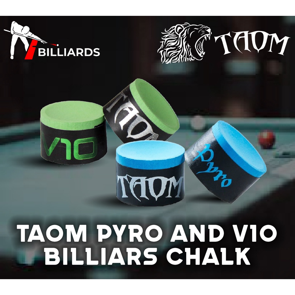 TAOM V10 and PYRO Chalk Round Blue and Green Billiards Chalk 1 piece