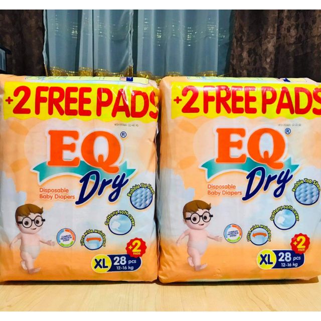 EQ Dry Disposable Baby DiapersXL 28 pcs + 2 pads Shopee Philippines