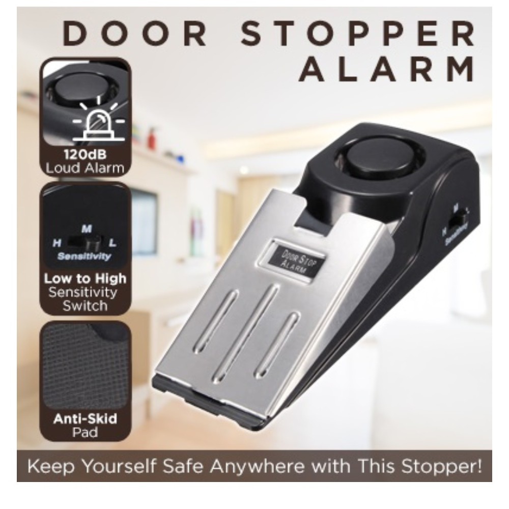 Door Stopper Alarm, Siren Door Safety Wedge Anti BreakIn Door Shopee