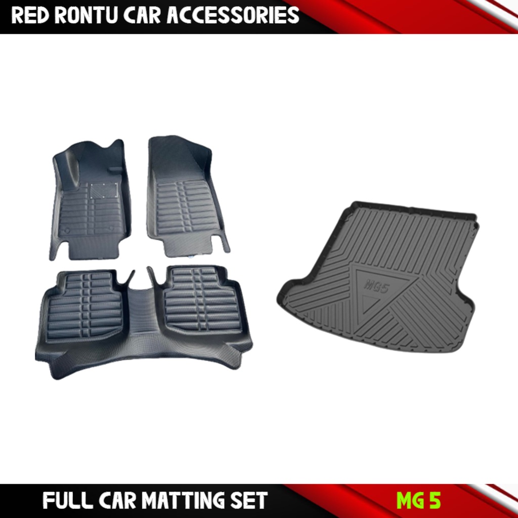 MG 5 Full Car Matting Set MG5 Diamond Deep Dish Matting with Cargo