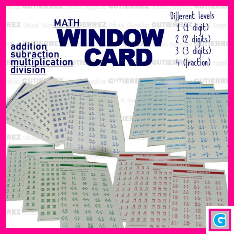 Math Window Cards Addition Subtraction Multiplication Division | Shopee