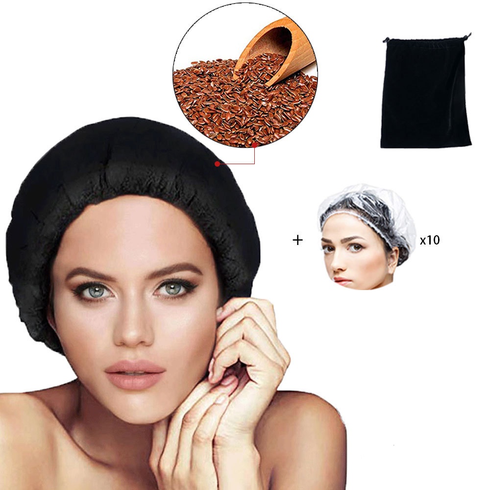 Flaxseed Baked Oil Care Heating Cap Hair Mask Microwavable Hot Head