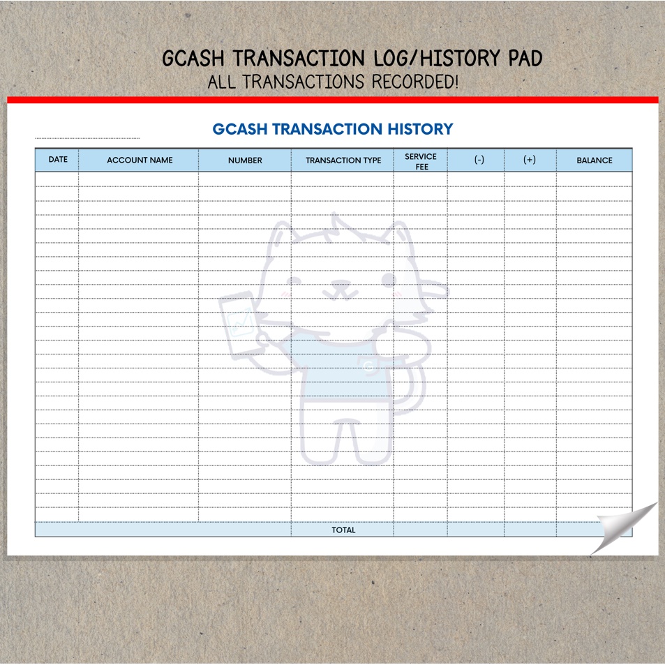 All Transactions GCASH/PAYMAYA LOG PAD TRANSACTION HISTORY PAD