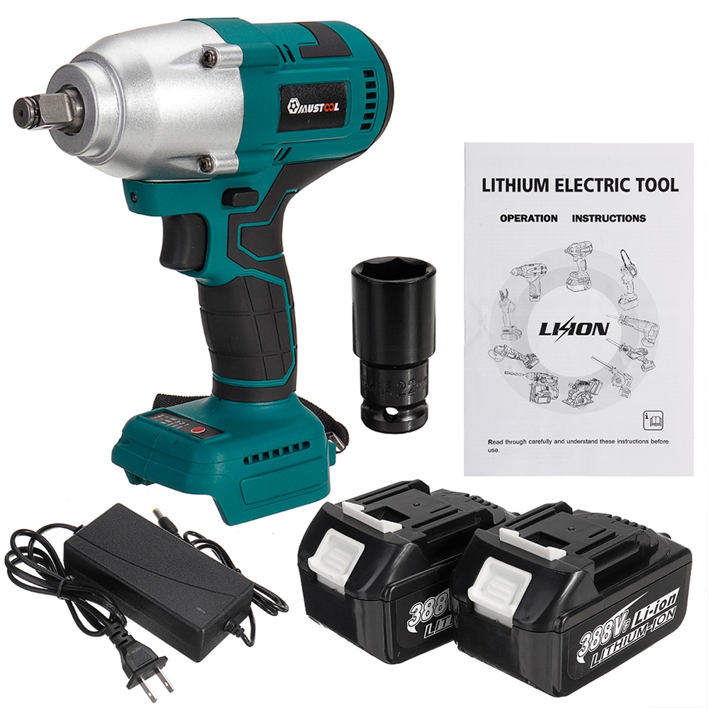 Drillpro High Torque Brushless Electric Impact Wrench 1/2 Socket