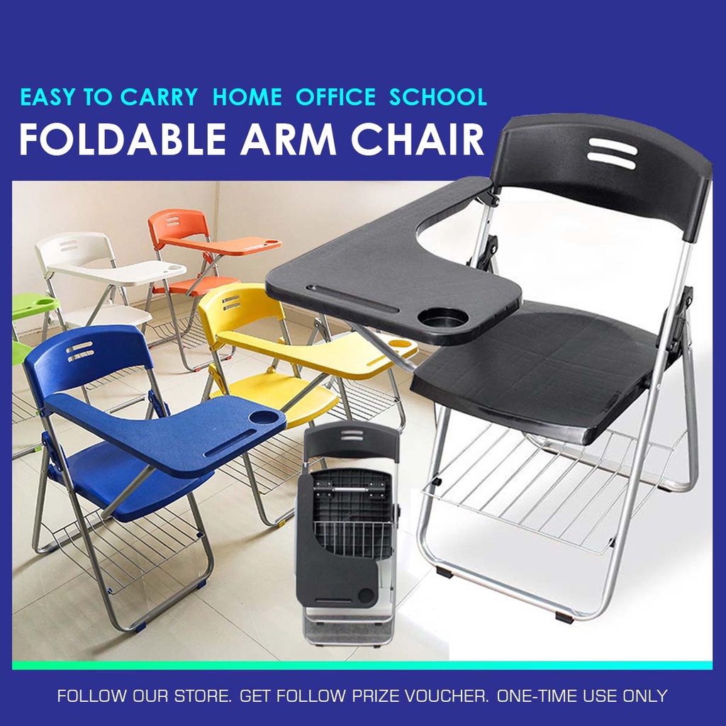Foldable Arm Chair Plastic School Chair Writing Desk Plastic Student