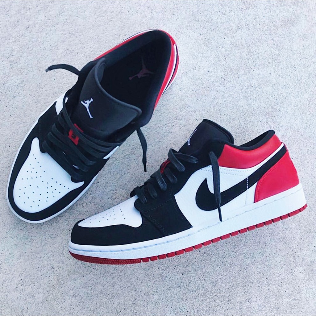 Nikee Air Jordan 1 &quot;Black Toe&quot; red black low cut sneaker shoes for Men