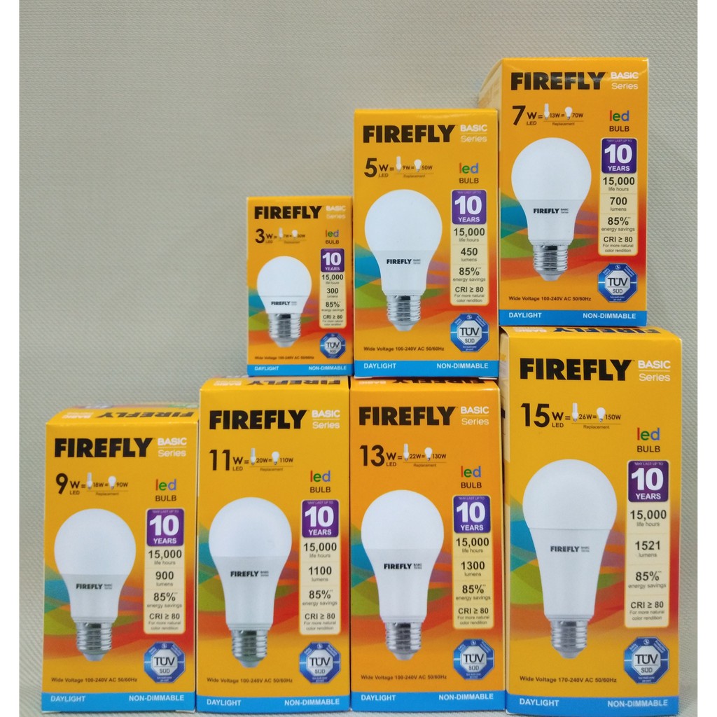 Firefly LED Bulb 3W, 5W, 7W, 9W, 11W, 13W, 15W (Daylight) Shopee