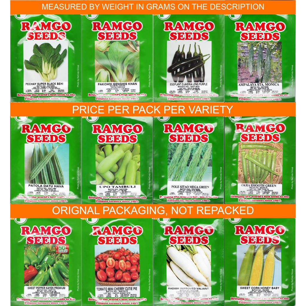Ramgo Seeds Pechay Pakchoi Eggplant Ampalaya Patola Upo Sitao Okra