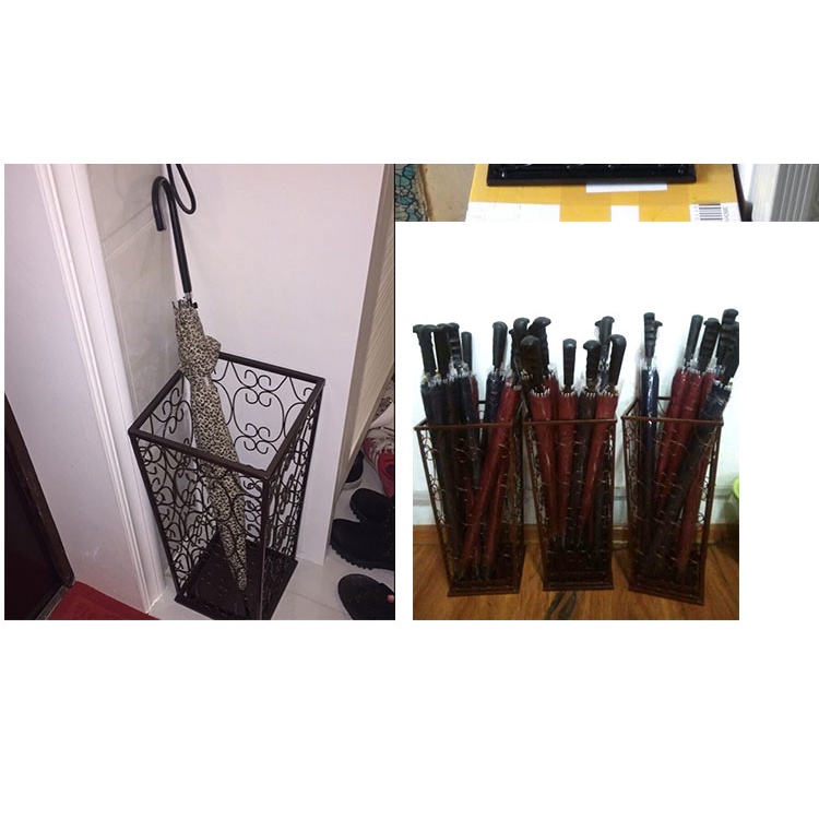 European Style Wrought Iron Umbrella Rack Rain Gear Rack Hall Foyer Hall Square Umbrella Storage