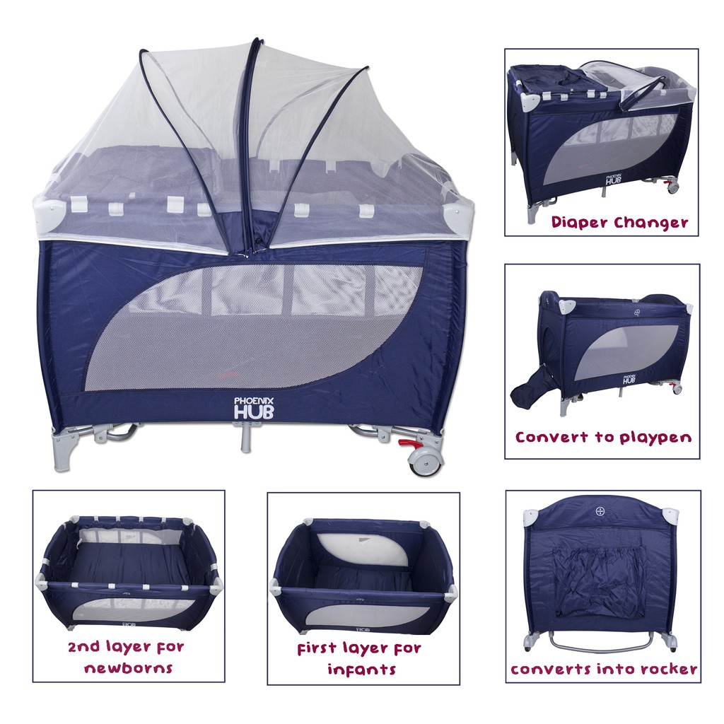 BBL 8070A Infant Baby Crib Convertible to Rocker and Playpen Crib with