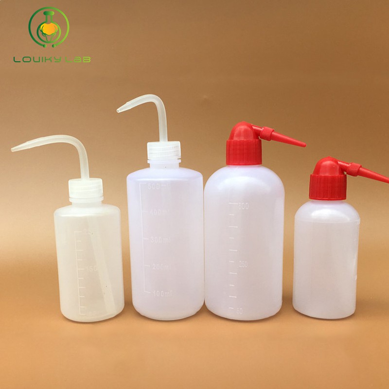 250/500ml Plastic Wash Bottle White & Red Lab Squeeze Scale Cleaning