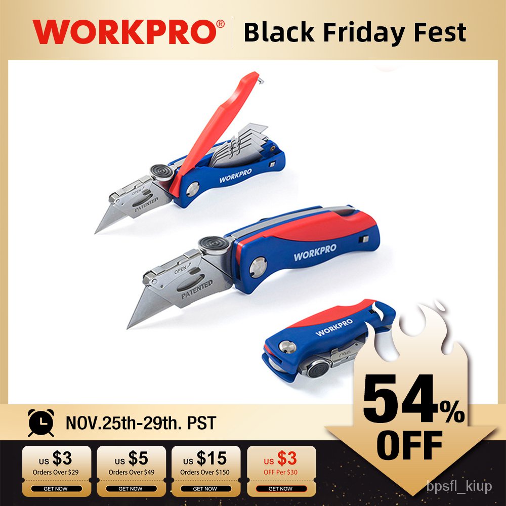 j8wu WORKPRO Folding Knife Electrician Utility Knife for Pipe Cable