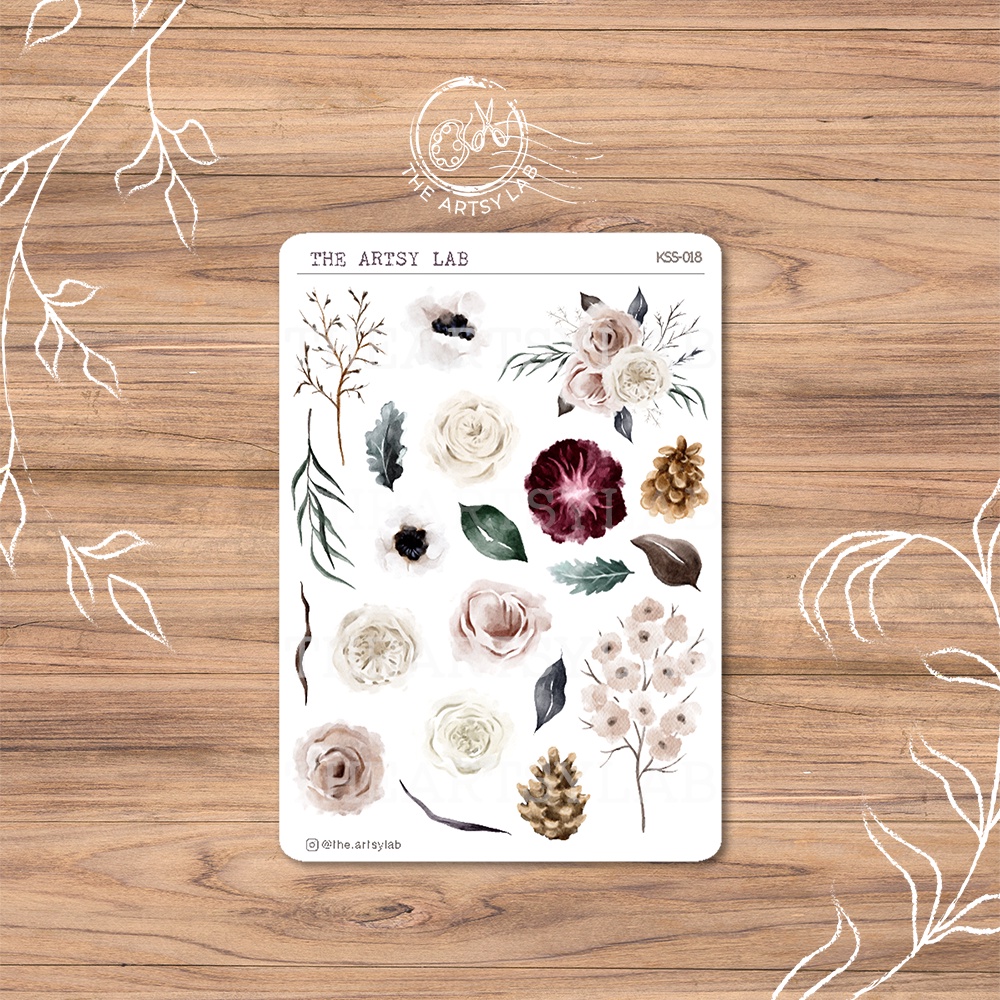 Flower Sticker Sheet, Botanical, Floral, Aesthetic Stickers for Planner