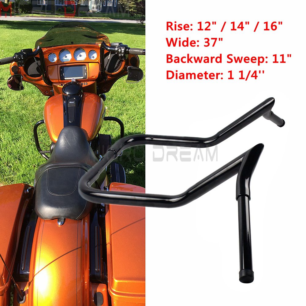 MOTOzxy& Black 37" Wide 12" 14" 16" Rise Monkey Bar Custom Handlebars