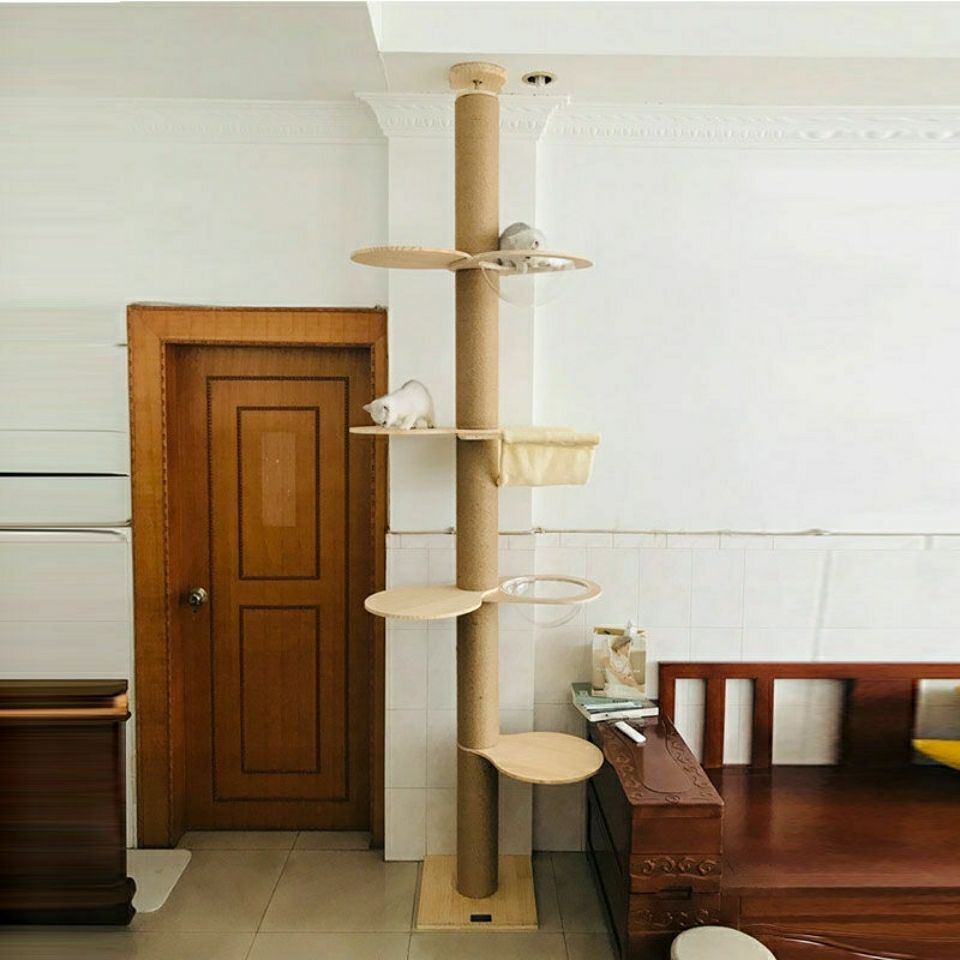 Felivecal DIY Best Wooden FloortoCeiling Cat Tree Tower For Kittens