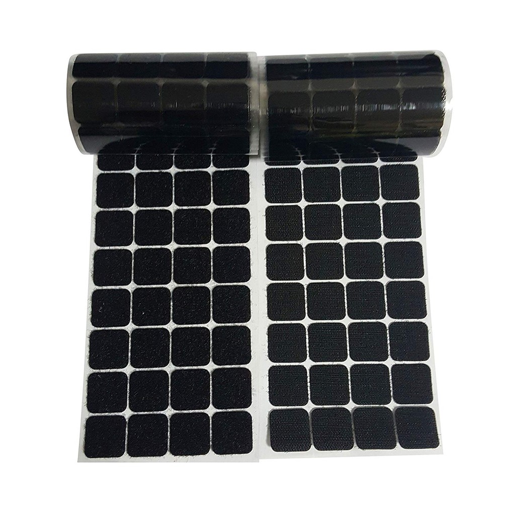 Velcro 2.5cm Black Square Straps 200 Pairs Self Adhestive Self Adhesive