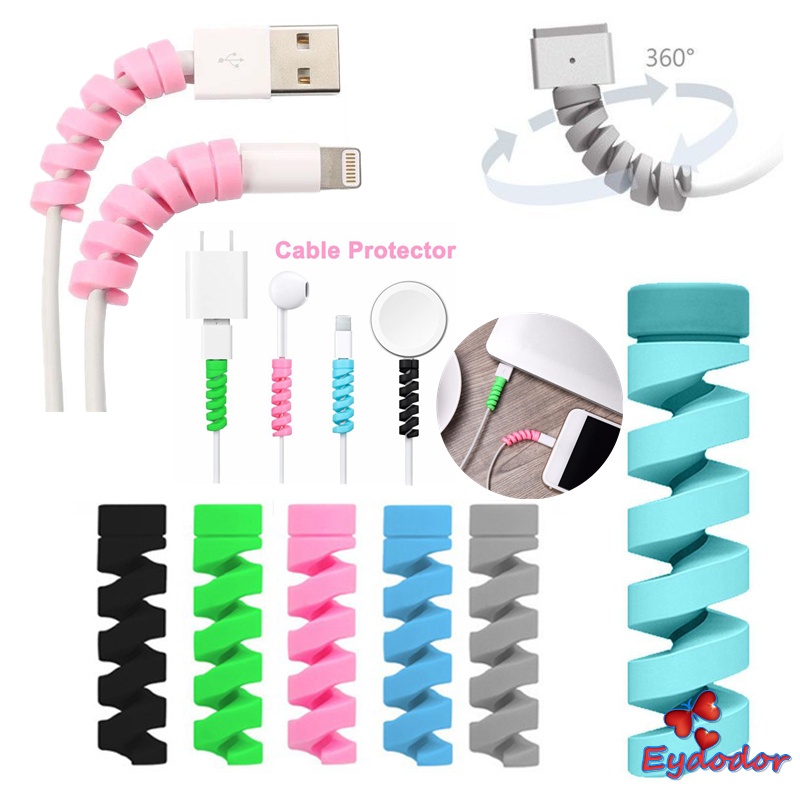 2pcs Spiral Cable protector Charging Cable Data Line Silicone Bobbin
