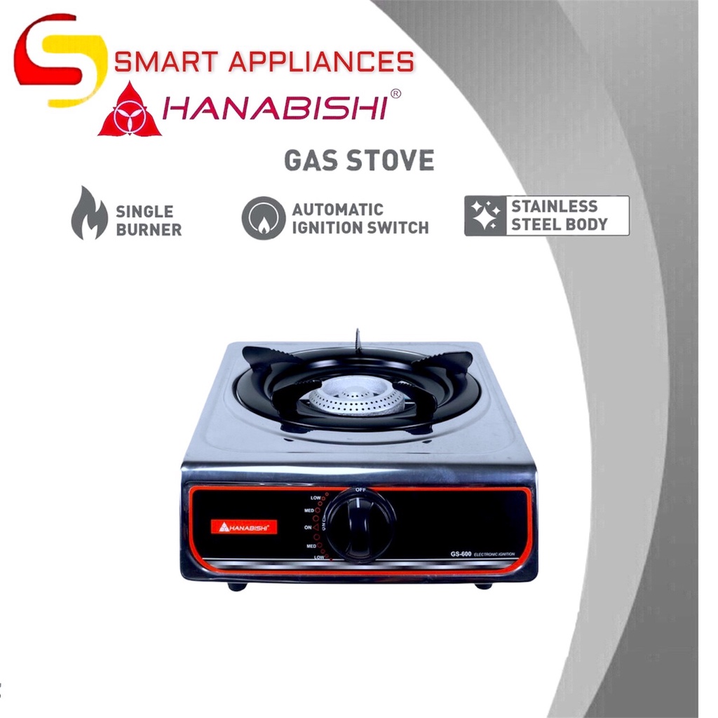 Hanabishi Single Burner Gas Stove GS600 Stainless Top By Smart Appliances Center Shopee