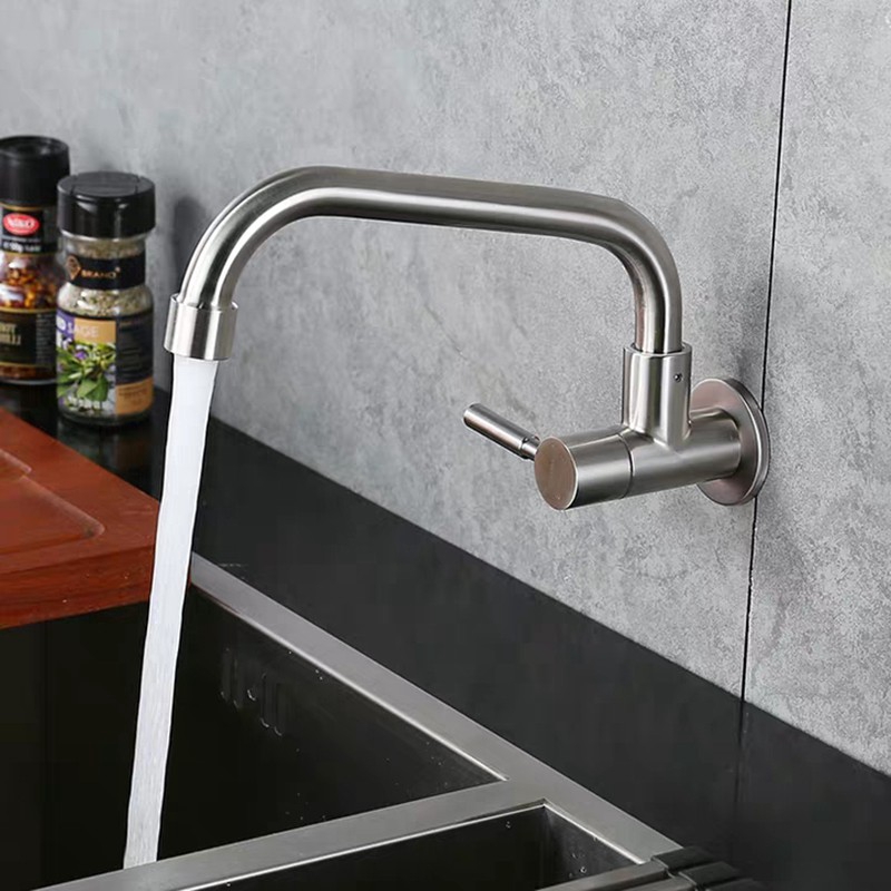 304 stainless steel wall kitchen faucet single cold kitchen faucet
