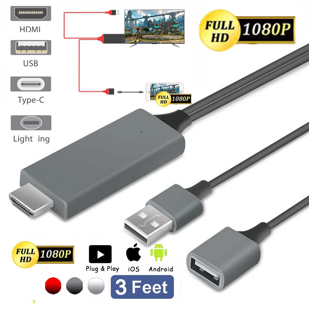 Universal HDMI Cable Phone to TV 1080P HD TV Projector Cable for