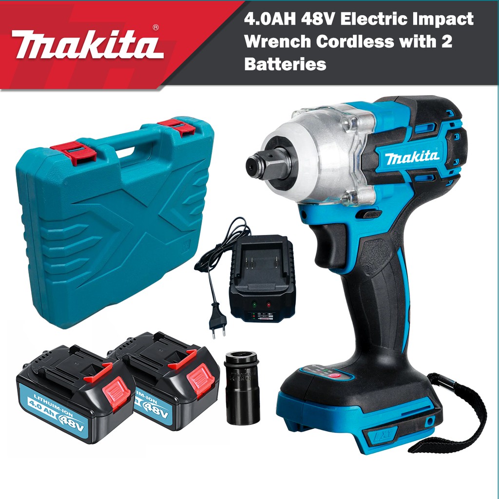 Makita 4.0Ah 48V Electric Impact Wrench Cordless with 2 Batteries