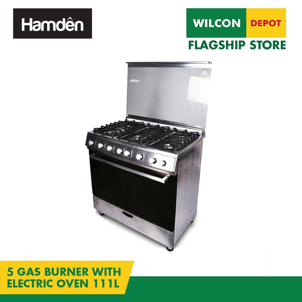 HAMDEN C36B025033F 5 Gas Burner with Kitchen Electric Oven Stainless Steel 111L by Wilcon