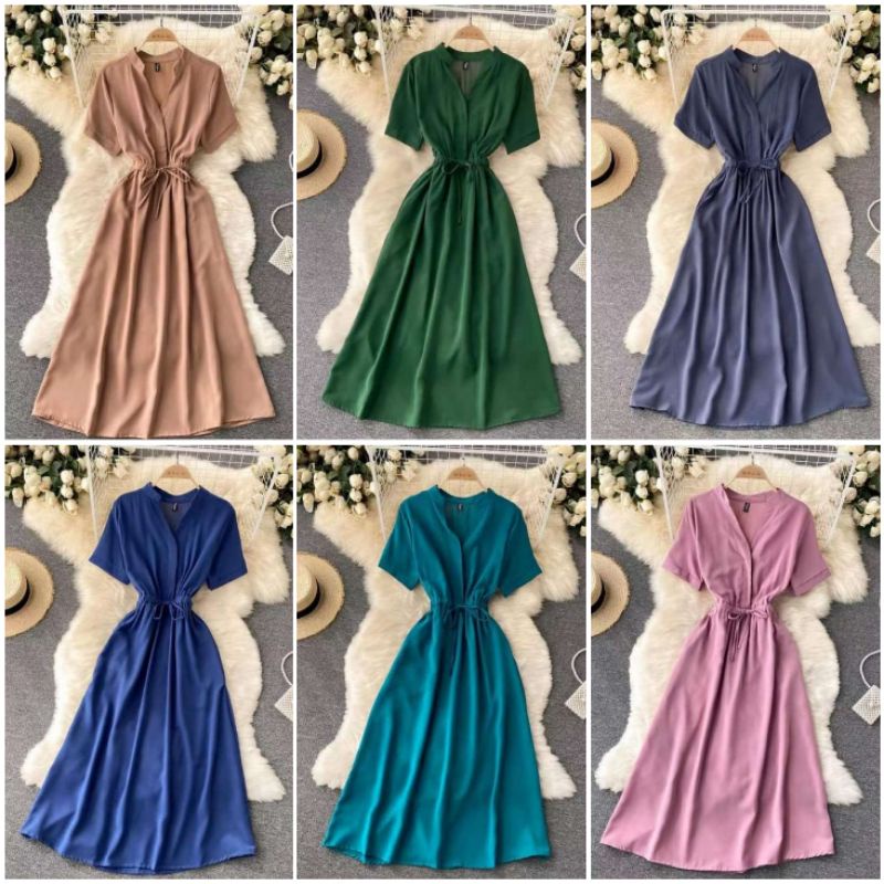 Korean plain Pleated wedding dress DHQT fashion Shopee Philippines