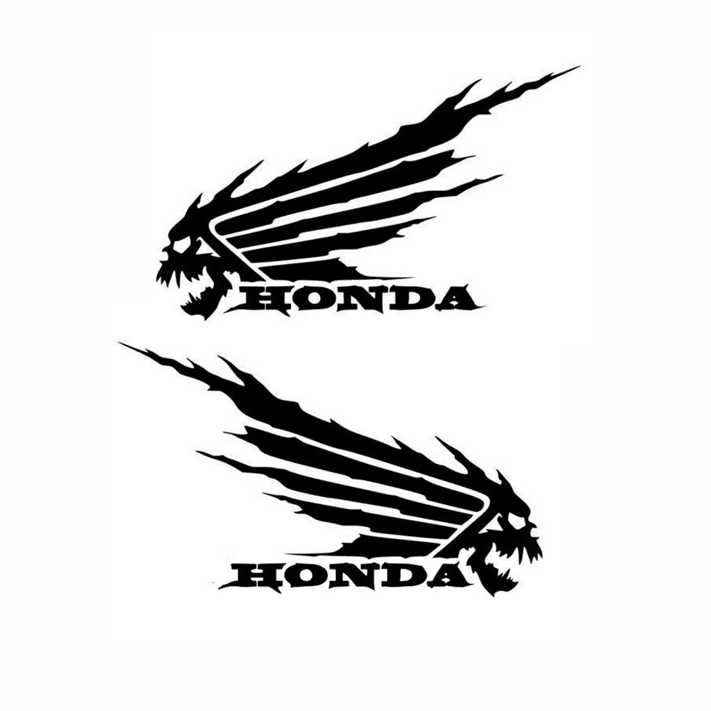 Motorcycle Decal Sticker Honda logo Wing Skull Tribal (2 pieces)(PAIR