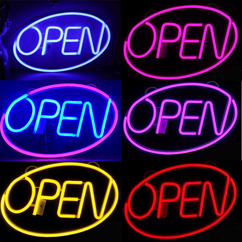 Open Neon LED Sign Light for Business Window, 8 LED Lighting Modes, 16