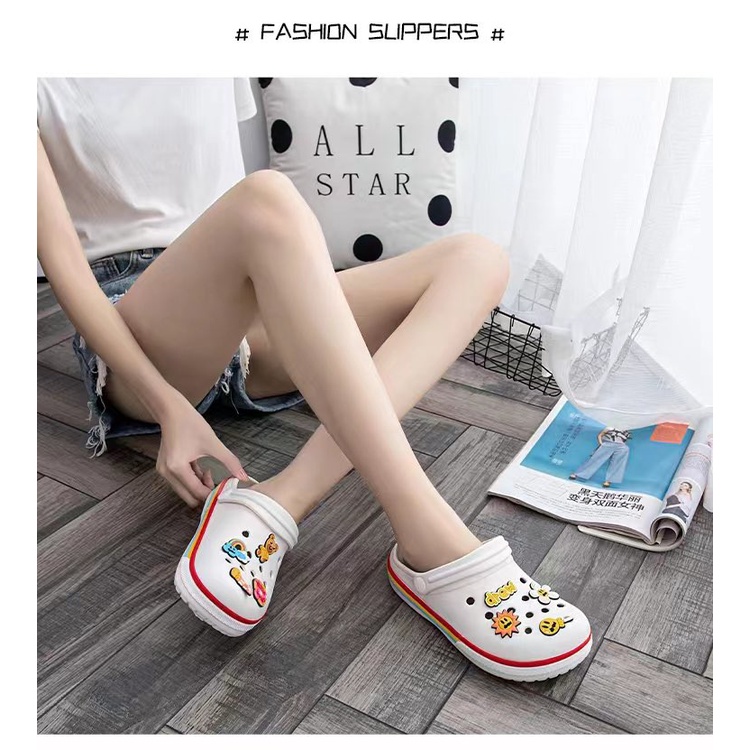 CROCS Korean Inspired White Classic Clogs for Women (with free Jibbitz