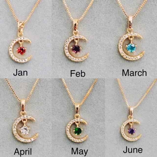 [Maii] RB004 12 Color Crystal Moon Star La Lune Birthstone Jewelry Necklace NR Shopee Philippines