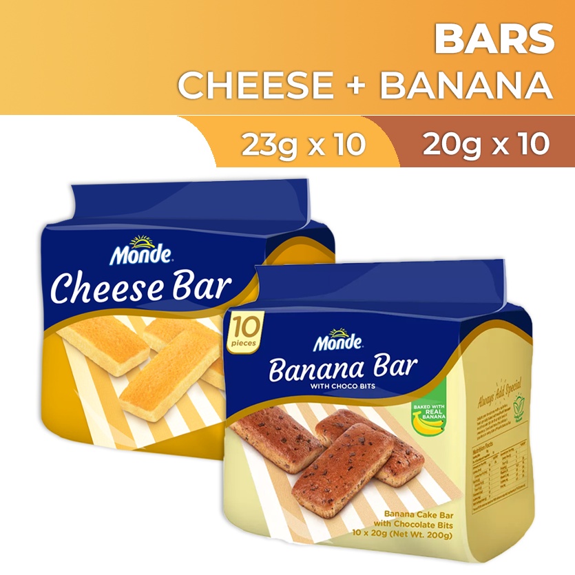 1 Monde Cheese Bar 23g x 10 + 1 Monde Banana Bar 20g x 10 Shopee