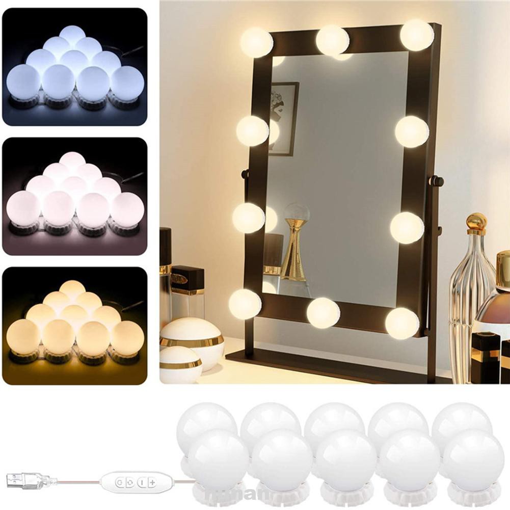 10pcs Ultra Bright Adhesive Dimmable Bathroom Led Vanity Lamp Mirror