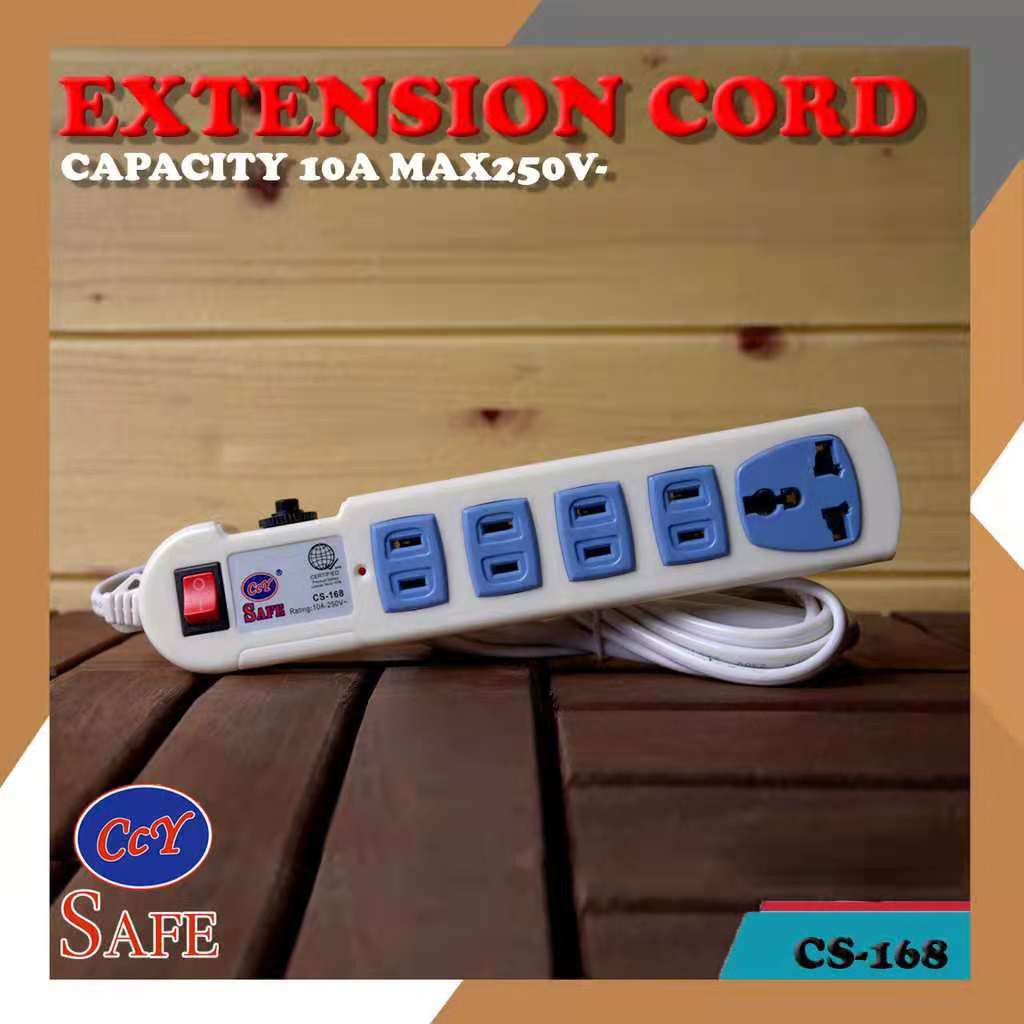 CcY CS168 Safe Extension Cord (White3 meters) Shopee Philippines