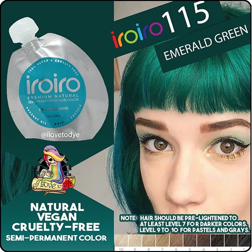 Iroiro 115 Emerald Green Natural Vegan CrueltyFree SemiPermanent Hair Color Shopee Philippines