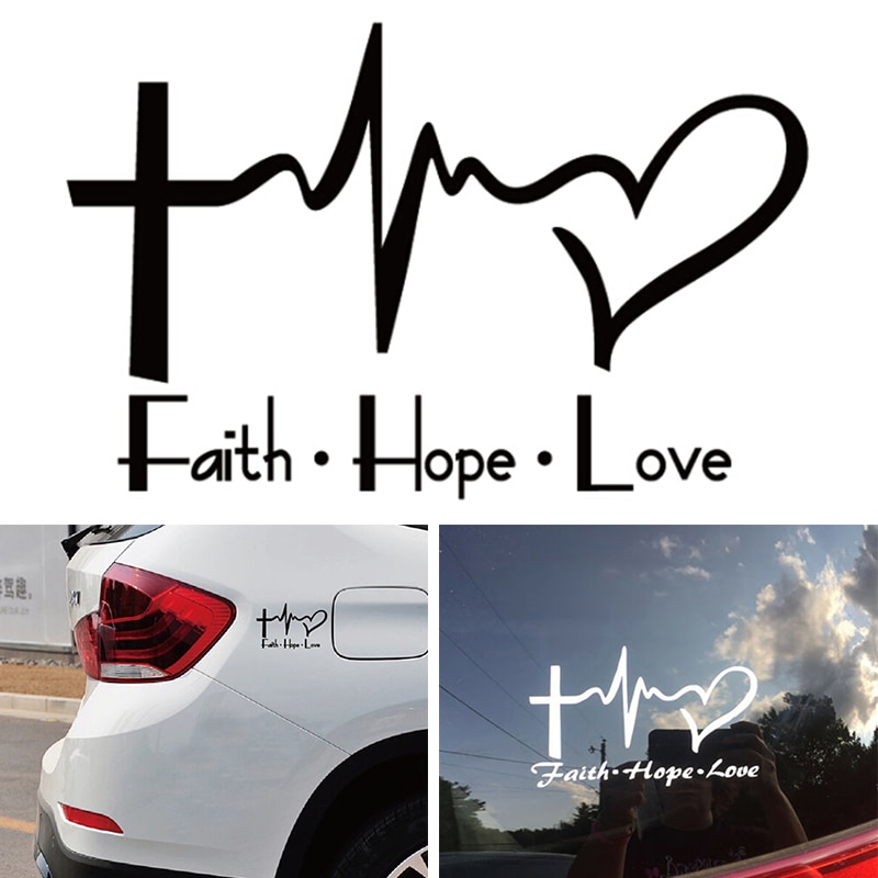 [Spot Free Shipping]Faith Hope Love Vinyl Car Sticker Cartoon Jesus