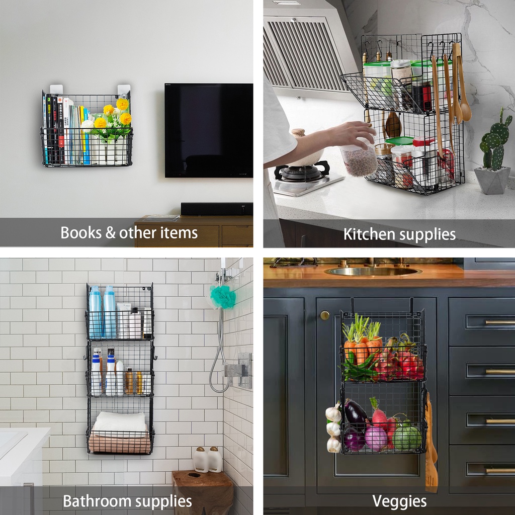 Sis Wall Mounted Wire Basket 3 Tier Iron Wire Fruit Basket Rustic Be