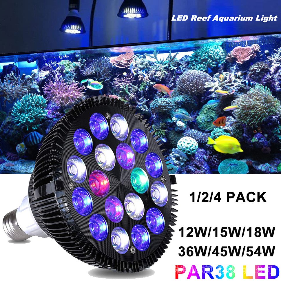 E27 LED Aquarium Light Bulb 12W54W Full Spectrum Fish Tank Lamp PAR38